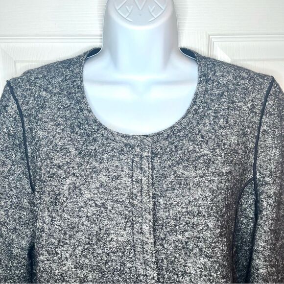 LOFT Pocket Chic Tweed Wool Cotton Blend Blazer Jacket Marled Grey Black 8 - Picture 3 of 13